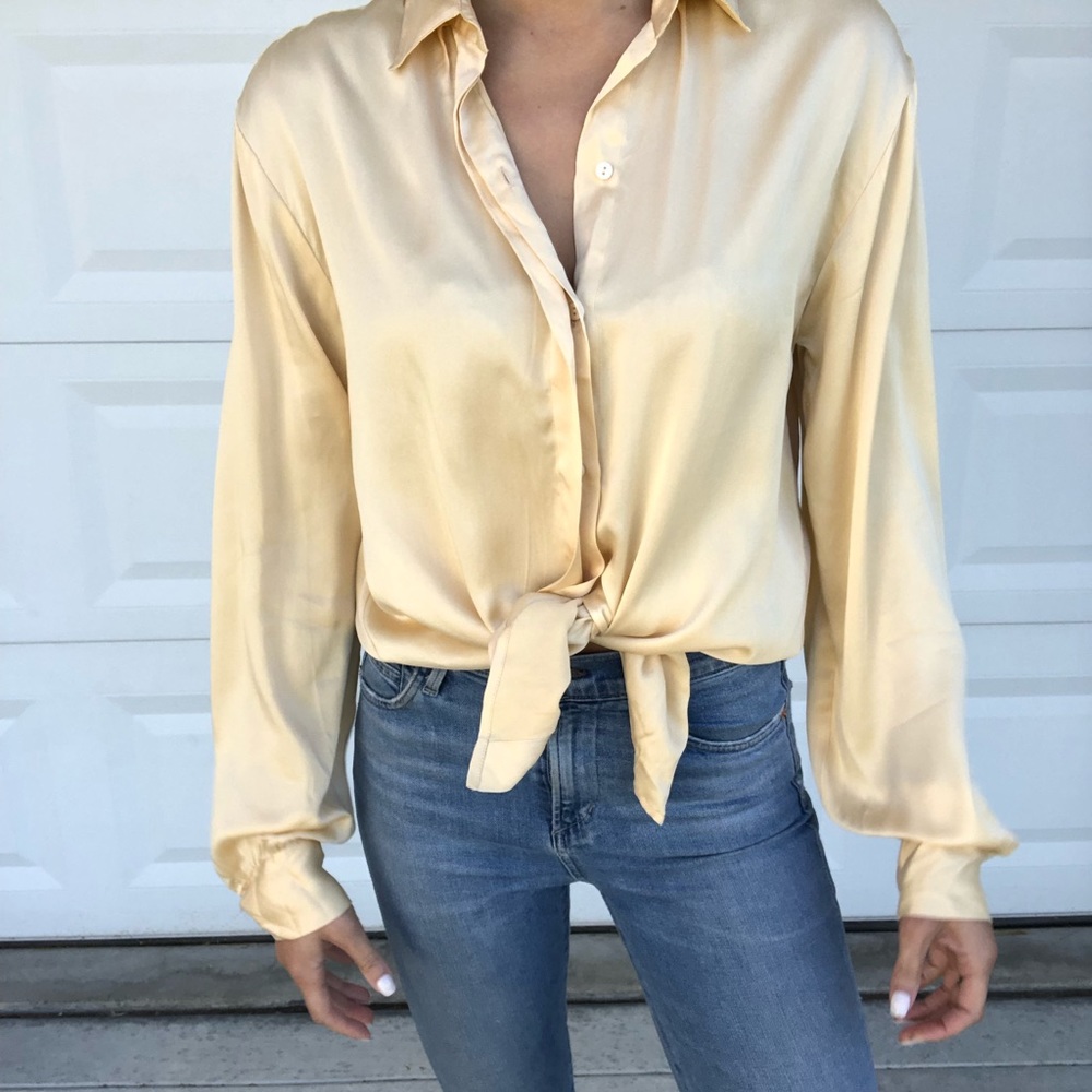 Flannel brand 100% silk cream top